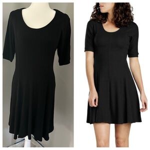 Toad & Co Women’s Elegant Black Dress, Ribbed, Stretch, LBD, Tencel, Medium